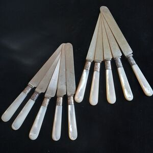 Set of 10 Victorian Mother of Pearl Handled Butter & Steak Knives